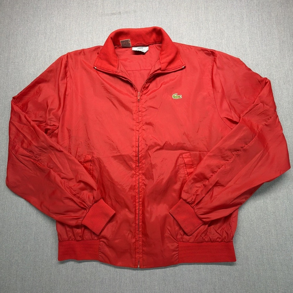 Vtg Izod Lacoste Jacket Mens L Nylon Bomber Full Zip Windbreaker 80s